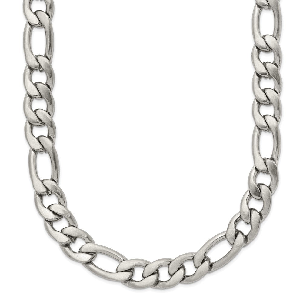 Stainless Steel Chisel Satin 7mm 18 Inch Figaro Chain Necklace
