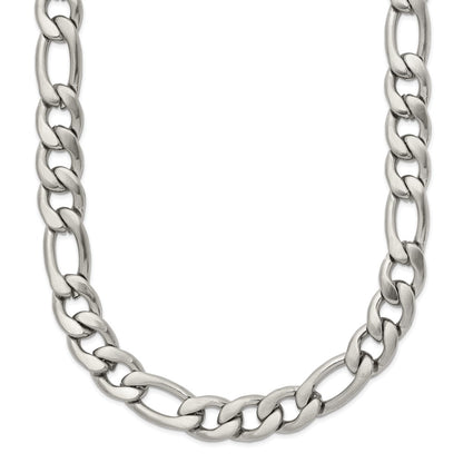 Stainless Steel Chisel Satin 7mm 18 Inch Figaro Chain Necklace