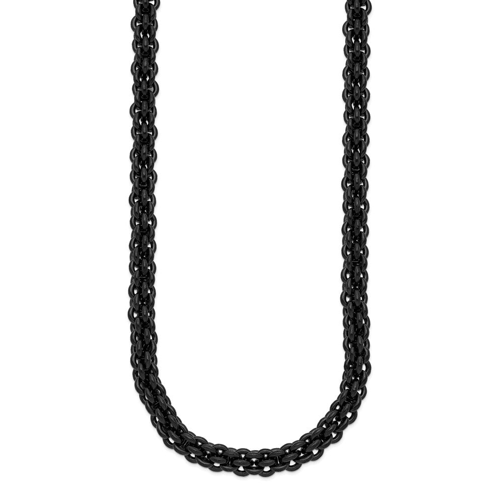Stainless Steel Chisel Polished Black Ip-Plated 24 Inch Necklace