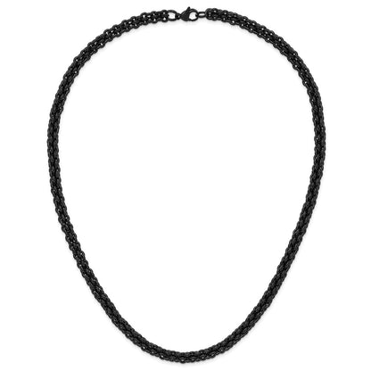 Stainless Steel Chisel Polished Black Ip-Plated 24 Inch Necklace