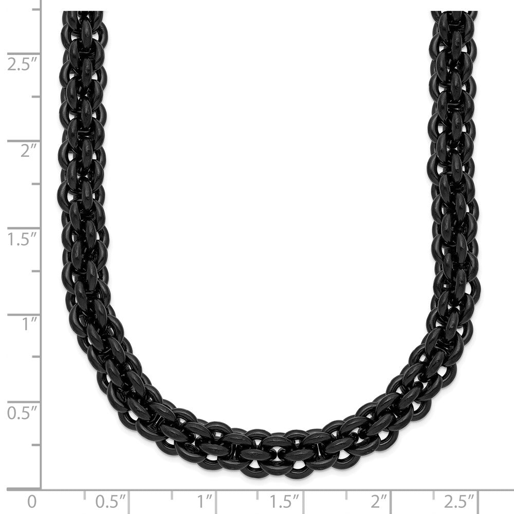 Stainless Steel Chisel Polished Black Ip-Plated 24 Inch Necklace
