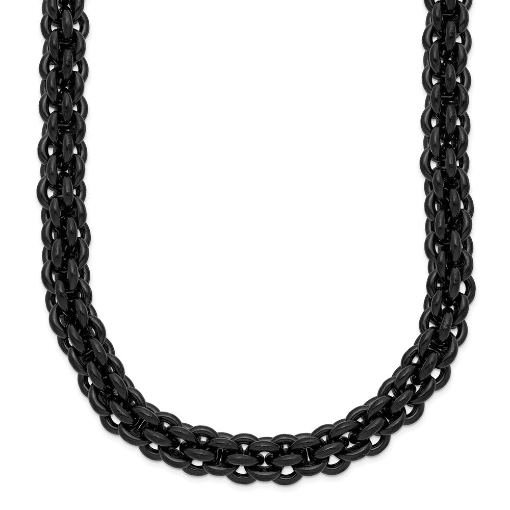 Stainless Steel Chisel Polished Black Ip-Plated 24 Inch Necklace
