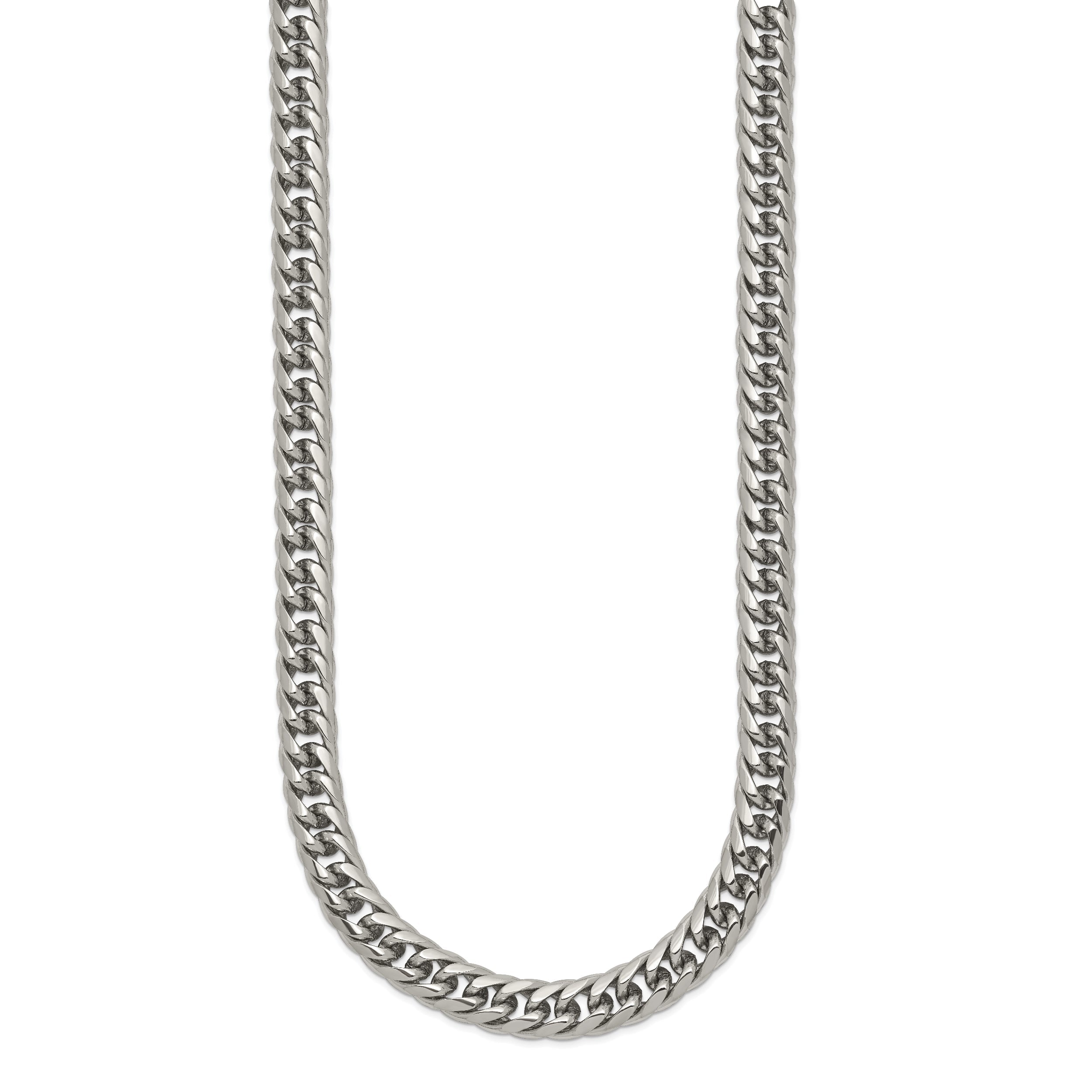 Stainless Steel Chisel Polished 24 Inch Double Curb Chain Necklace