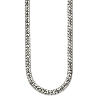 Stainless Steel Chisel Polished 24 Inch Double Curb Chain Necklace