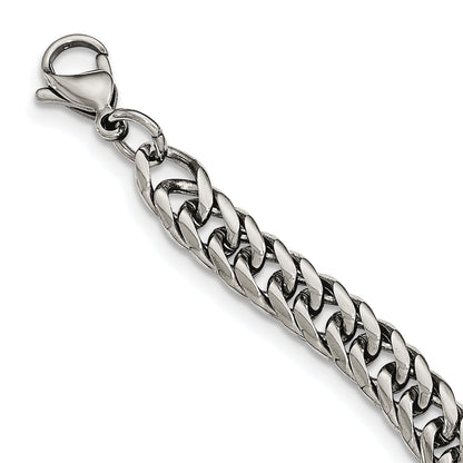 Stainless Steel Chisel Polished 24 Inch Double Curb Chain Necklace