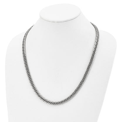 Stainless Steel Chisel Polished 24 Inch Double Curb Chain Necklace