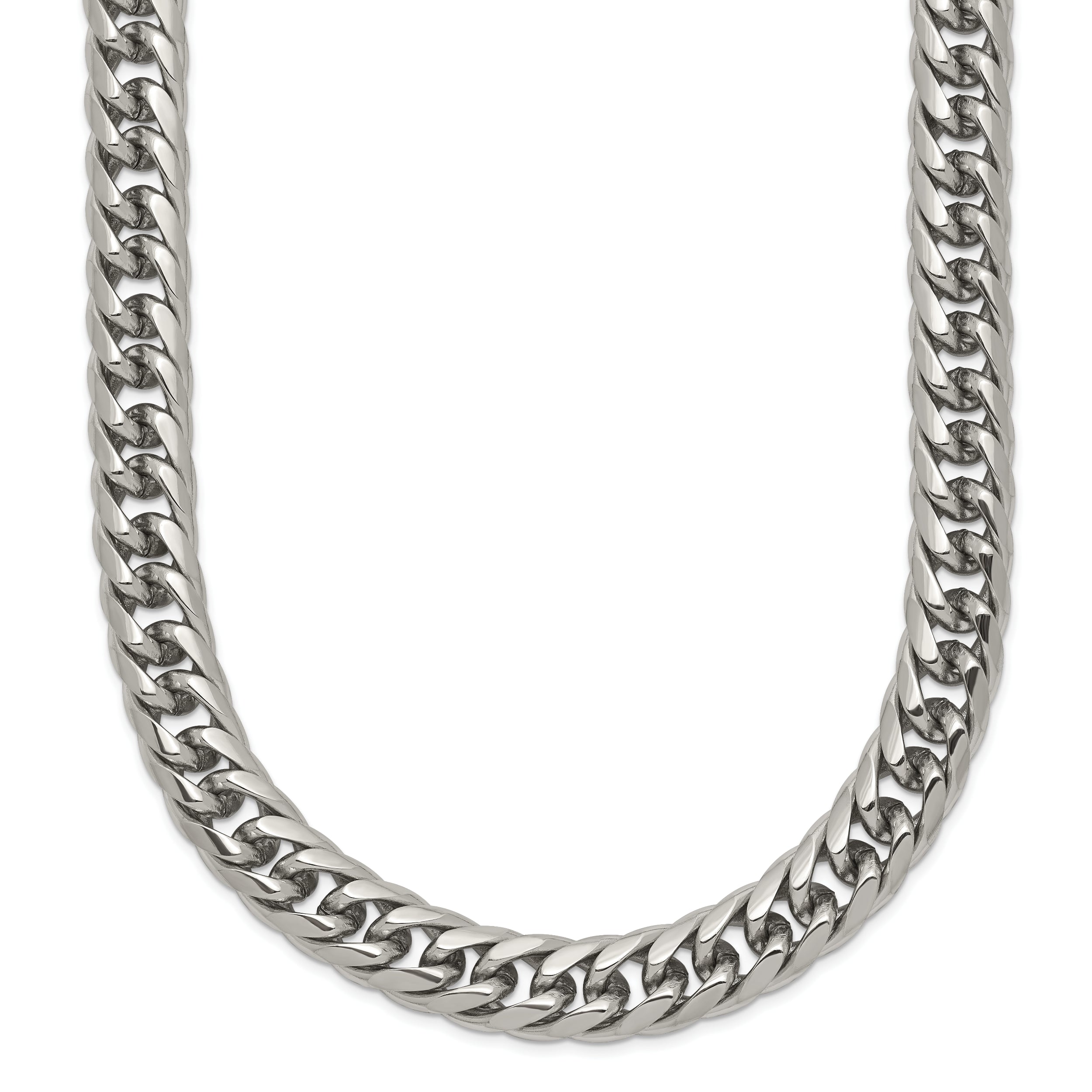 Stainless Steel Chisel Polished 24 Inch Double Curb Chain Necklace