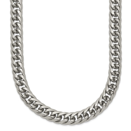 Stainless Steel Chisel Polished 24 Inch Double Curb Chain Necklace