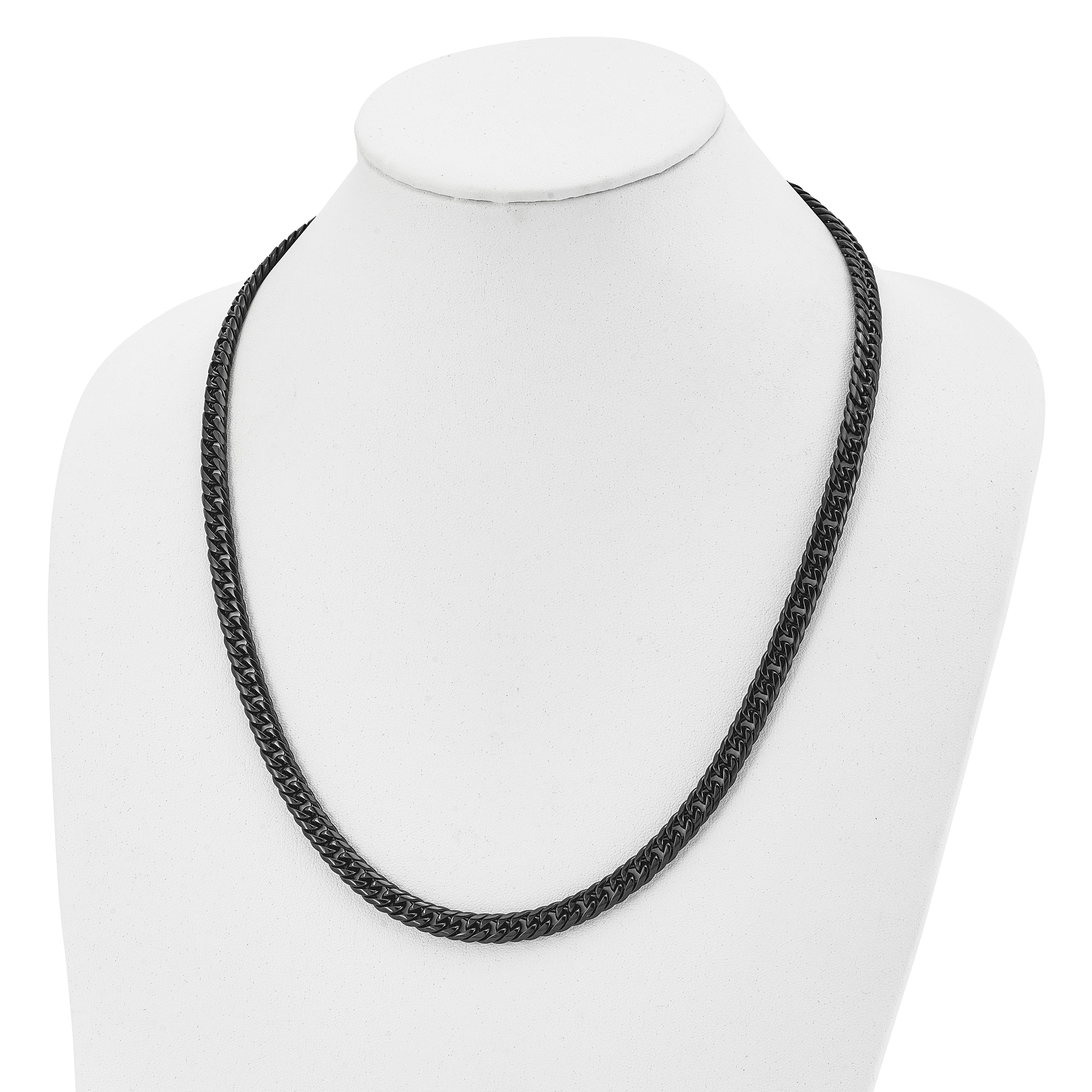 Stainless Steel Chisel Polished Black Ip-Plated 24 Inch Double Curb Chain Necklace
