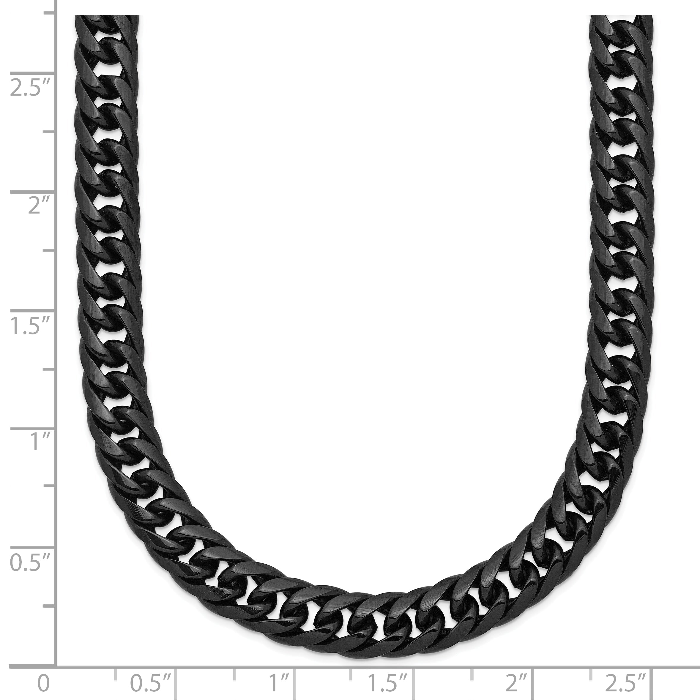 Stainless Steel Chisel Polished Black Ip-Plated 24 Inch Double Curb Chain Necklace