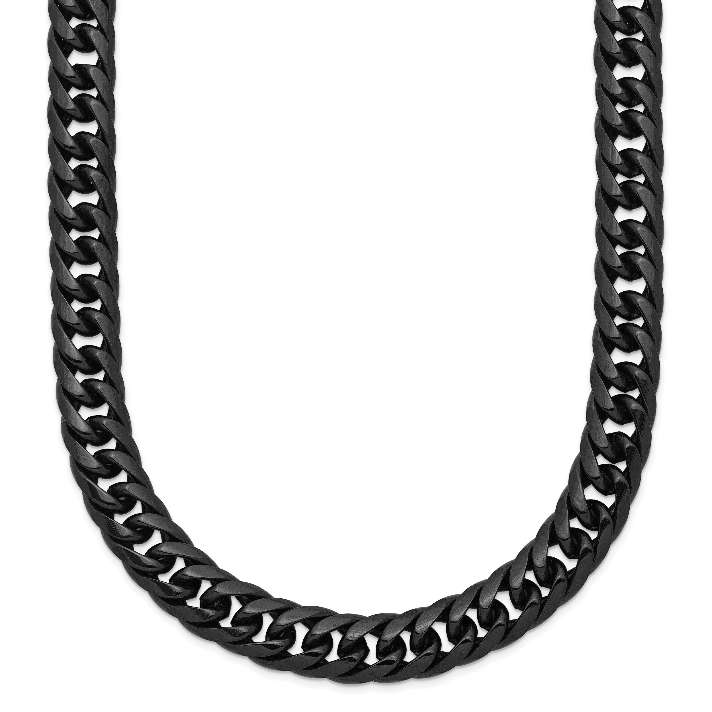 Stainless Steel Chisel Polished Black Ip-Plated 24 Inch Double Curb Chain Necklace