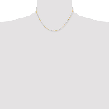 Brass/White Chisel Two-Tone Brass 1.2mm 16 Inch Fancy Chain Necklace
