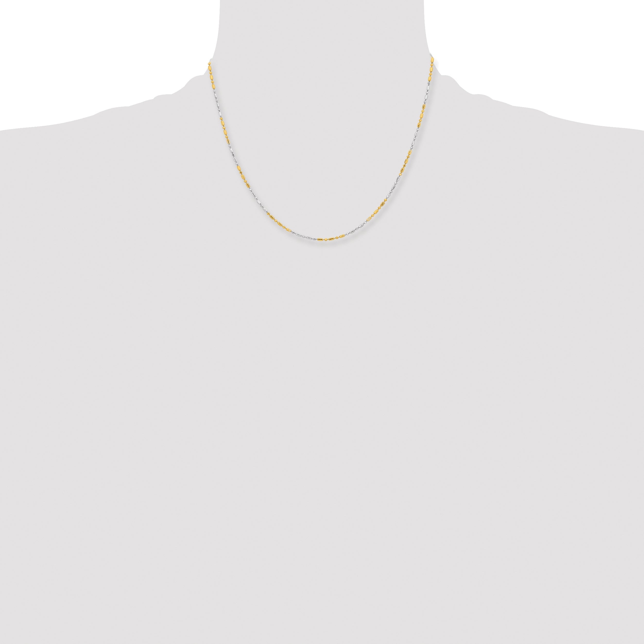Brass/White Chisel Two-Tone Brass 1.2mm 18 Inch Fancy Chain Necklace
