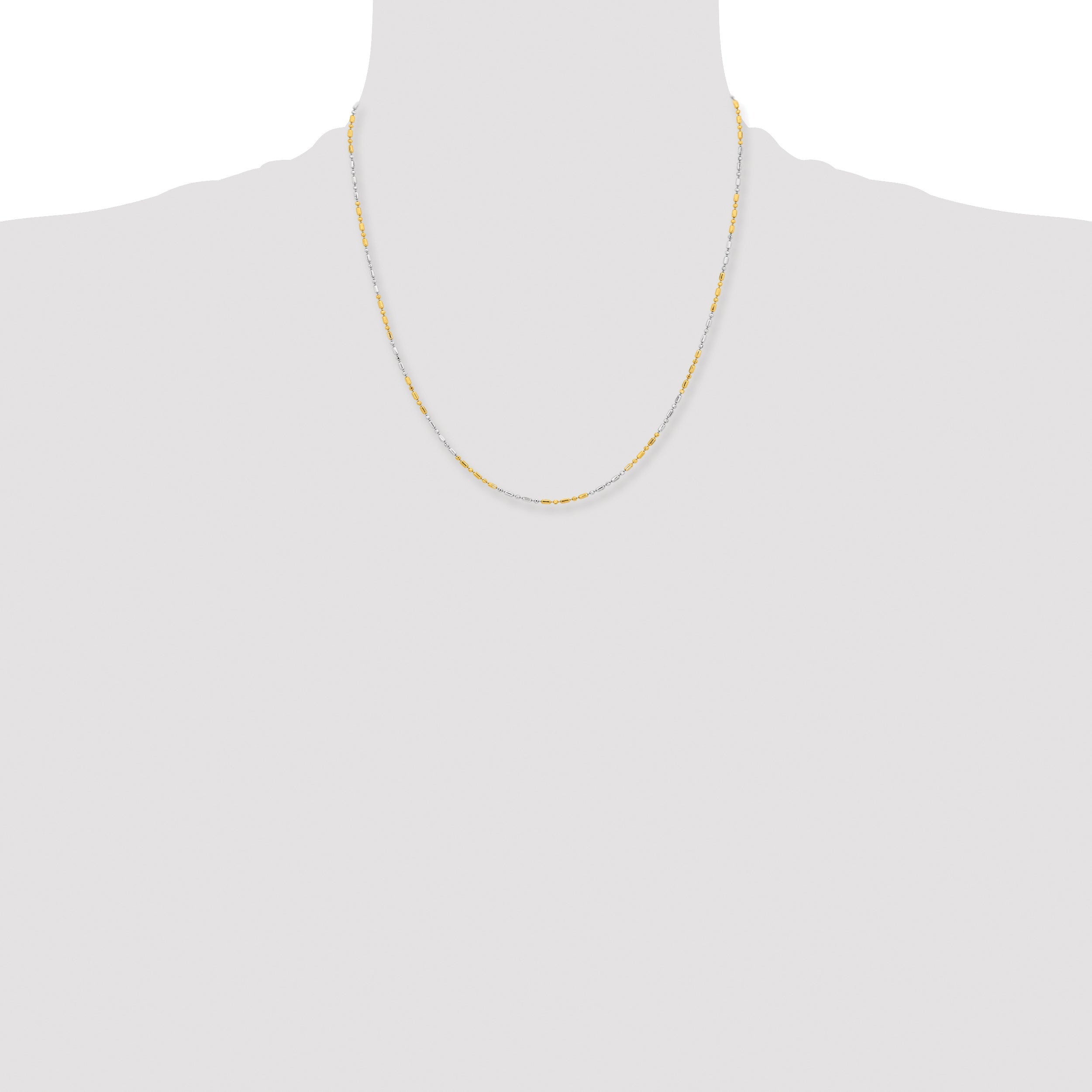 Brass/White Chisel Two-Tone Brass 1.2mm 20 Inch Fancy Chain Necklace