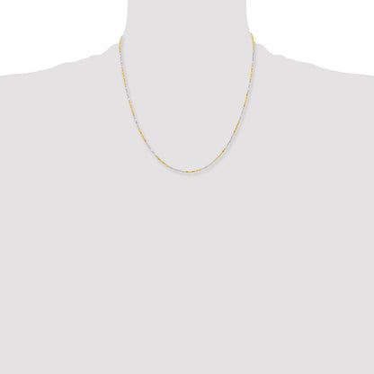 Brass/White Chisel Two-Tone Brass 1.2mm 20 Inch Fancy Chain Necklace