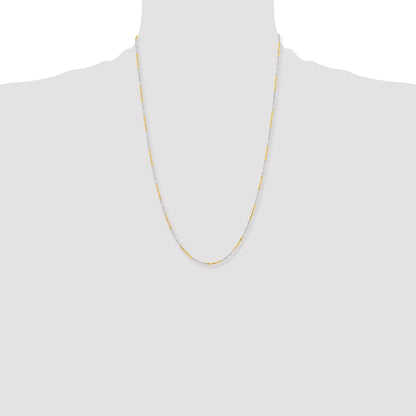 Brass/White Chisel Two-Tone Brass 1.2mm 24 Inch Fancy Chain Necklace