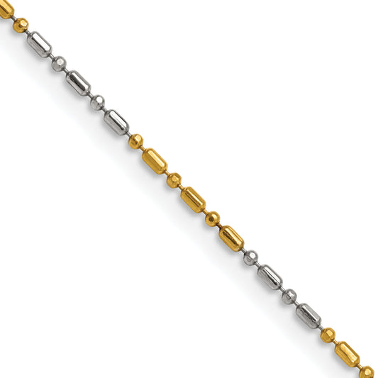 Brass/White Chisel Two-Tone Brass 1.2mm 16 Inch Fancy Chain Necklace