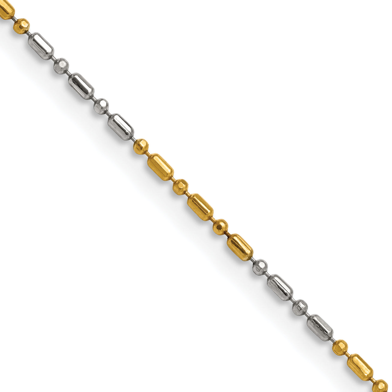 Brass/White Chisel Two-Tone Brass 1.2mm 20 Inch Fancy Chain Necklace
