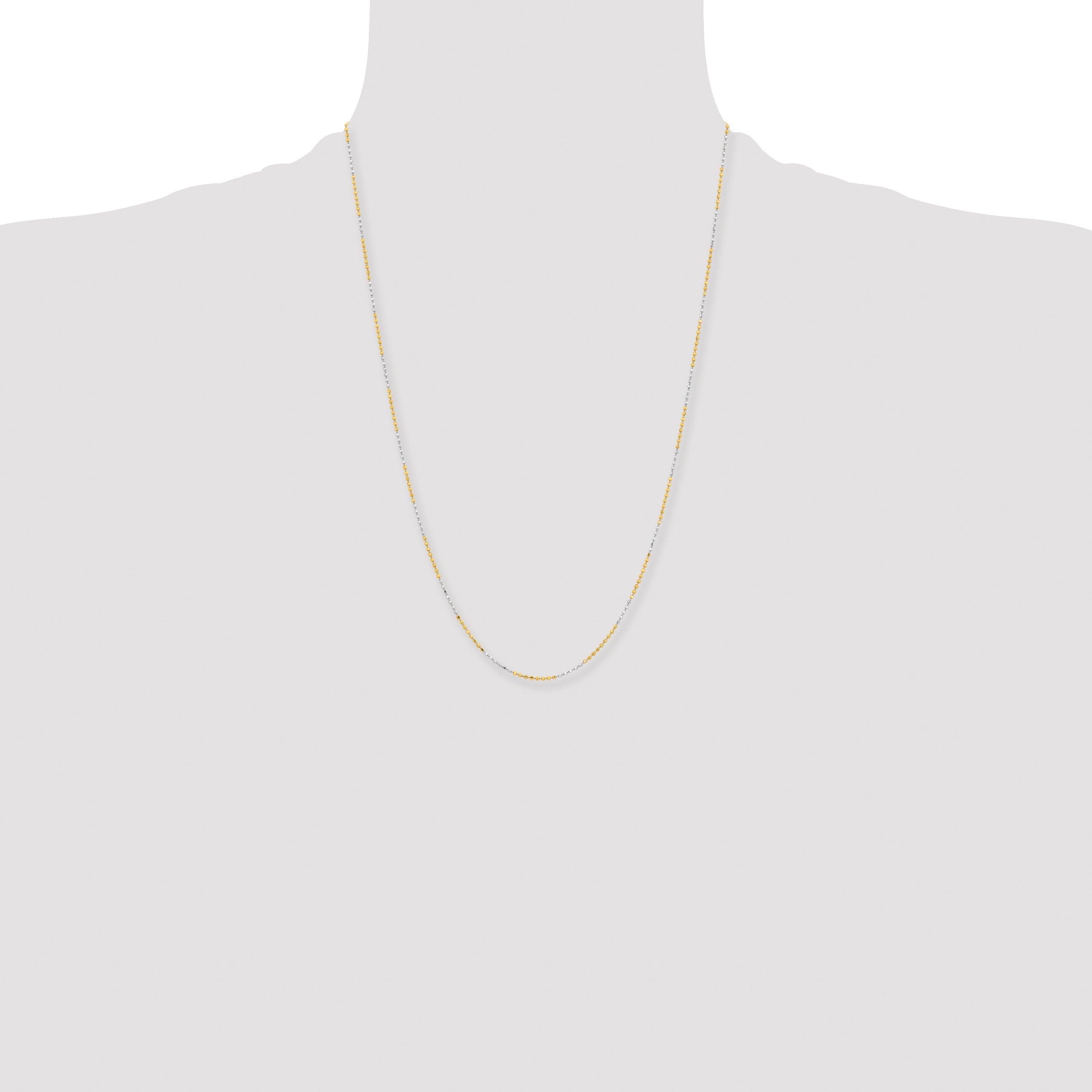 Brass/White Chisel Two-Tone Brass 1.5mm 24 Inch Ball Chain Necklace