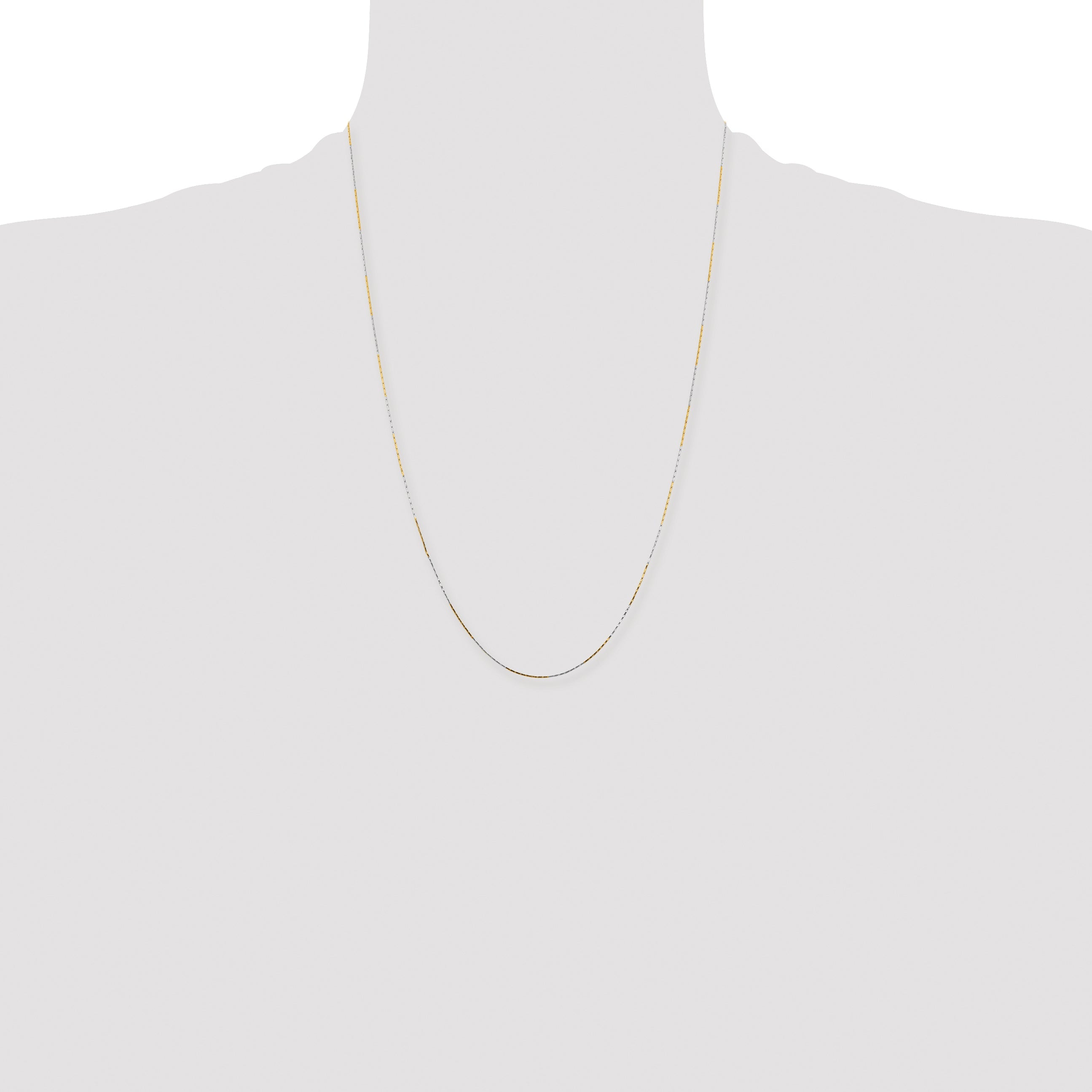 Brass/White Chisel Two-Tone Brass 0.85mm 24 Inch Fancy Chain Necklace