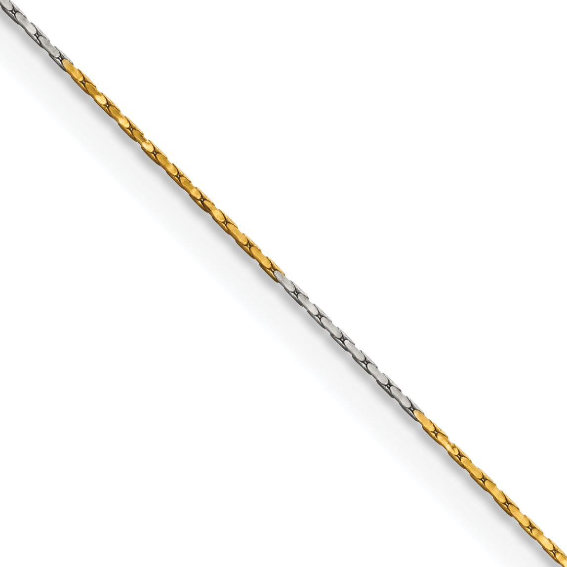Brass/White Chisel Two-Tone Brass 0.85mm 24 Inch Fancy Chain Necklace