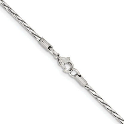 Stainless Steel Chisel Polished 2mm 18 Inch Snake Chain