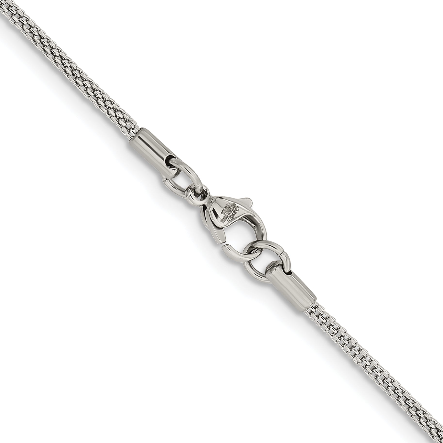 Stainless Steel Chisel Polished 2mm 18 Inch Bismark Chain Necklace