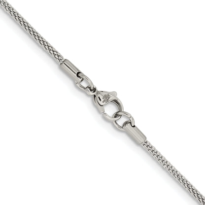 Stainless Steel Chisel Polished 2mm 18 Inch Bismark Chain Necklace