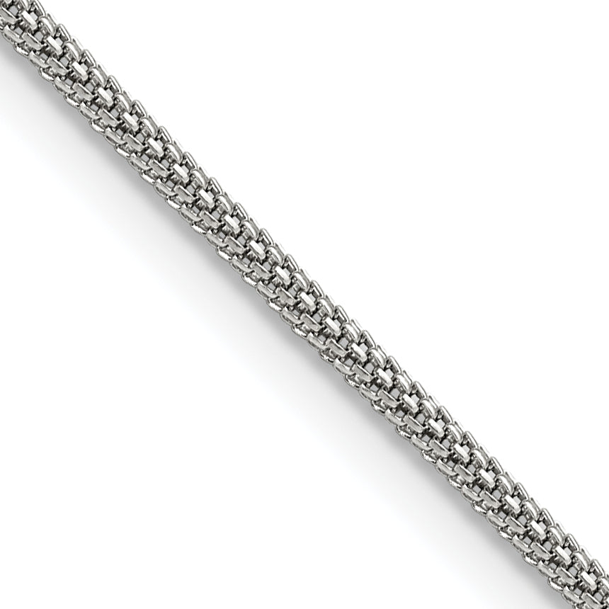Stainless Steel Chisel Polished 2mm 18 Inch Bismark Chain Necklace