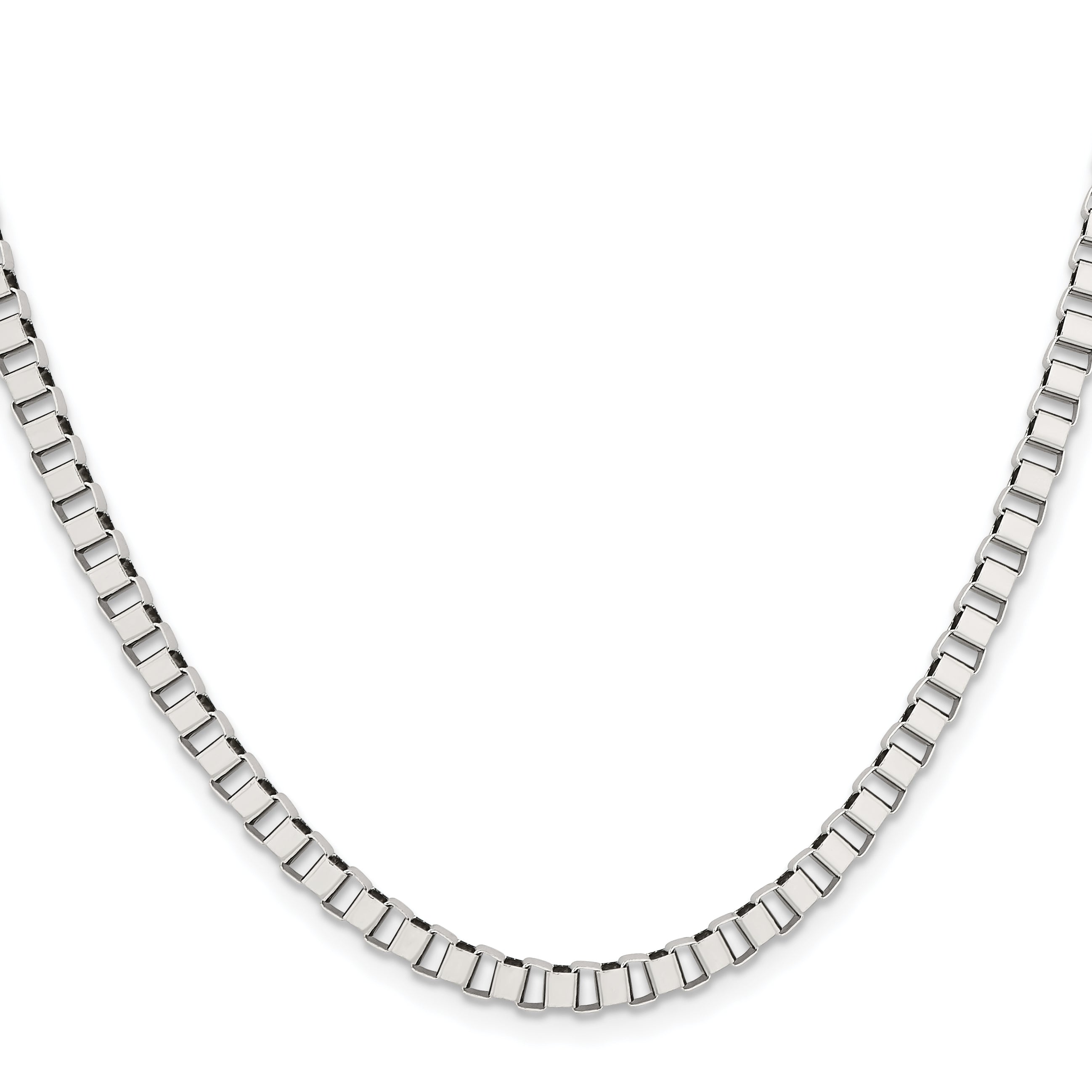Stainless Steel Chisel Polished 4mm 20 Inch Box Chain Necklace