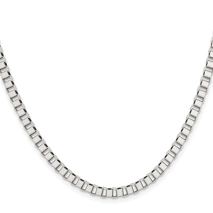 Stainless Steel Chisel Polished 4mm 22 Inch Box Chain Necklace