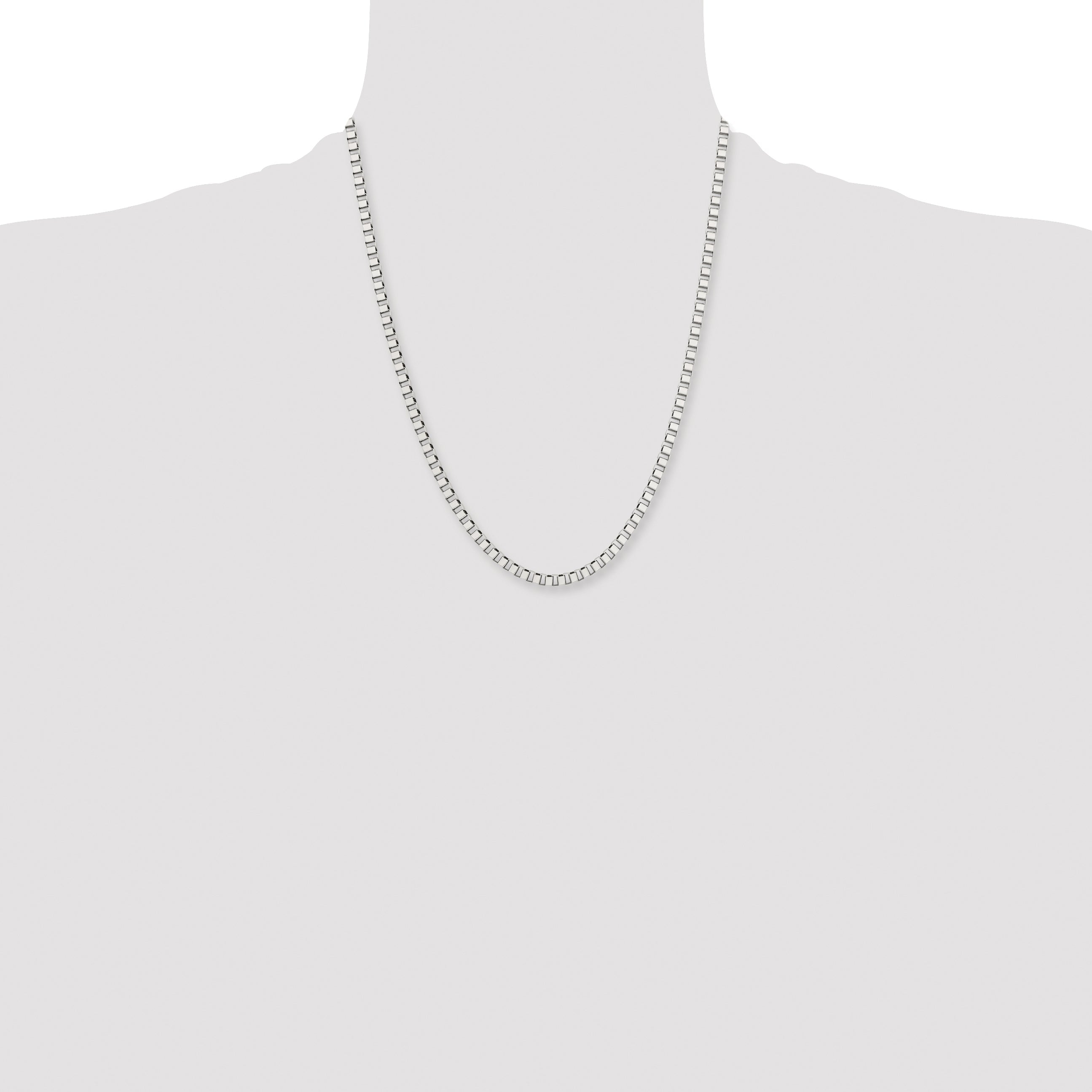 Stainless Steel Chisel Polished 4mm 22 Inch Box Chain Necklace