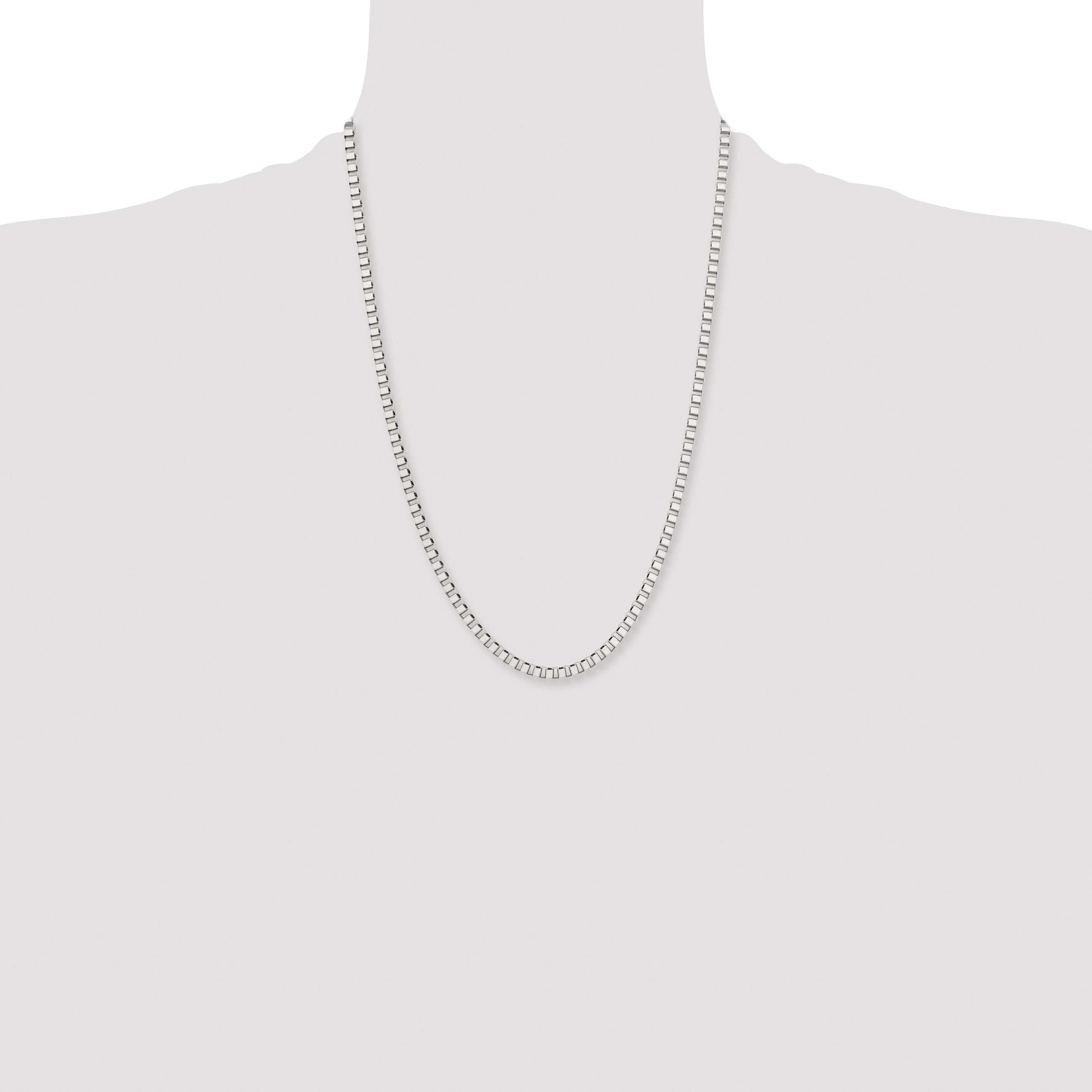 Stainless Steel Chisel Polished 4mm 24 Inch Box Chain Necklace