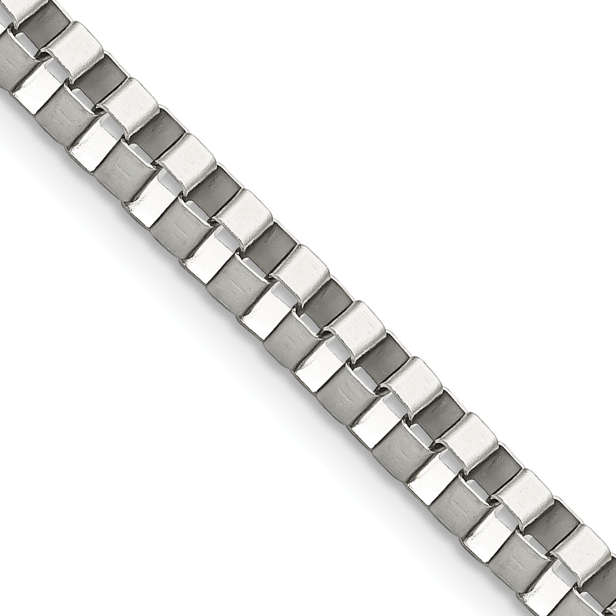 Stainless Steel Chisel Polished 4mm 24 Inch Box Chain Necklace