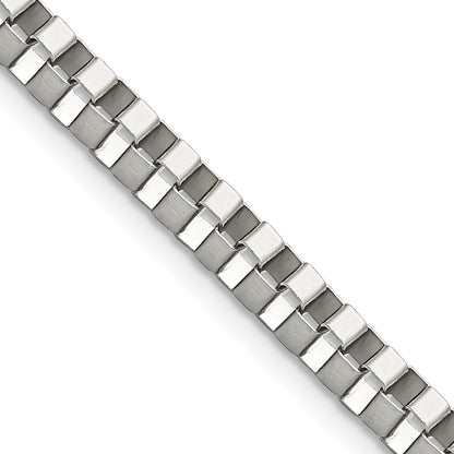 Stainless Steel Chisel Polished 4mm 22 Inch Box Chain Necklace
