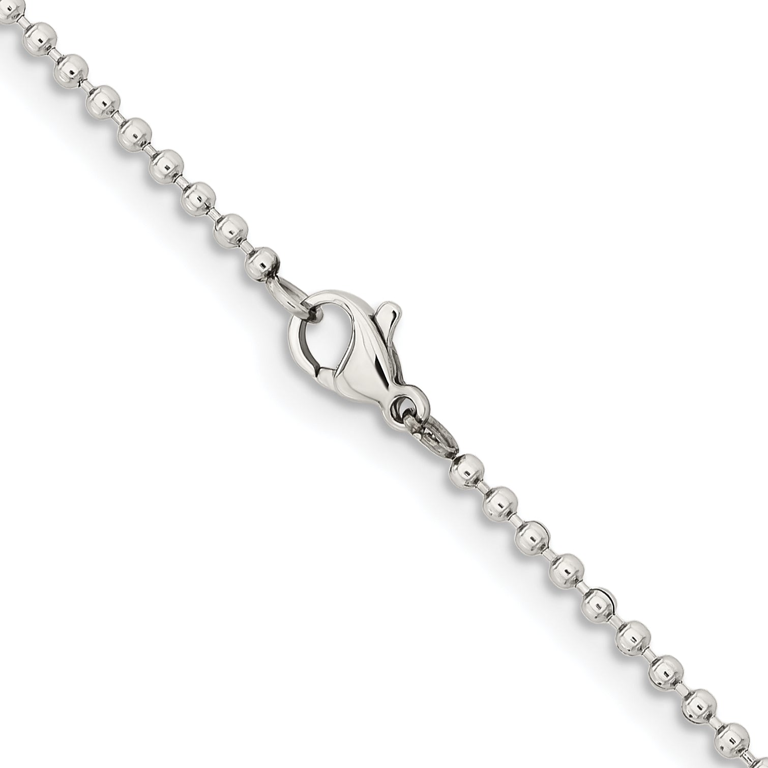 Stainless Steel Chisel Polished 2mm 24 Inch Ball Chain Necklace