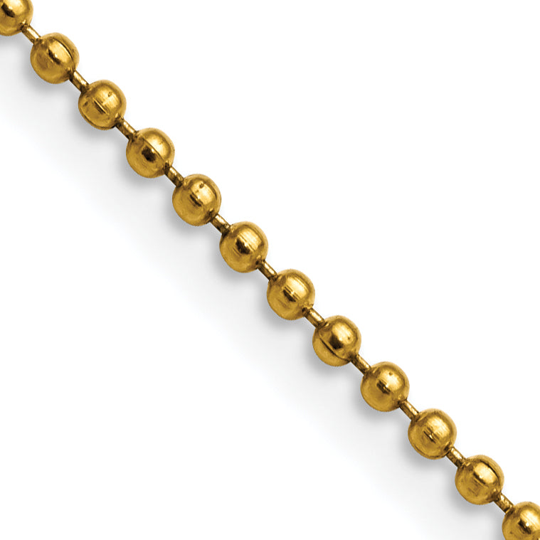 Stainless Steel Chisel Polished Yellow Ip-Plated 2mm 24 Inch Ball Chain Necklace