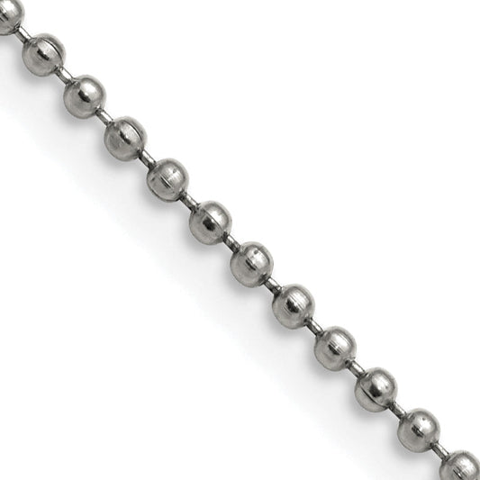Stainless Steel Chisel Polished 2mm 24 Inch Ball Chain Necklace