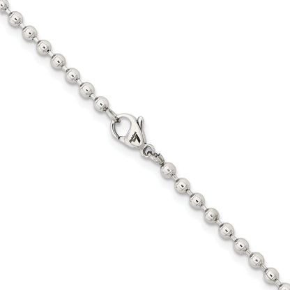 Stainless Steel Chisel Polished 3mm 20 Inch Ball Chain Necklace