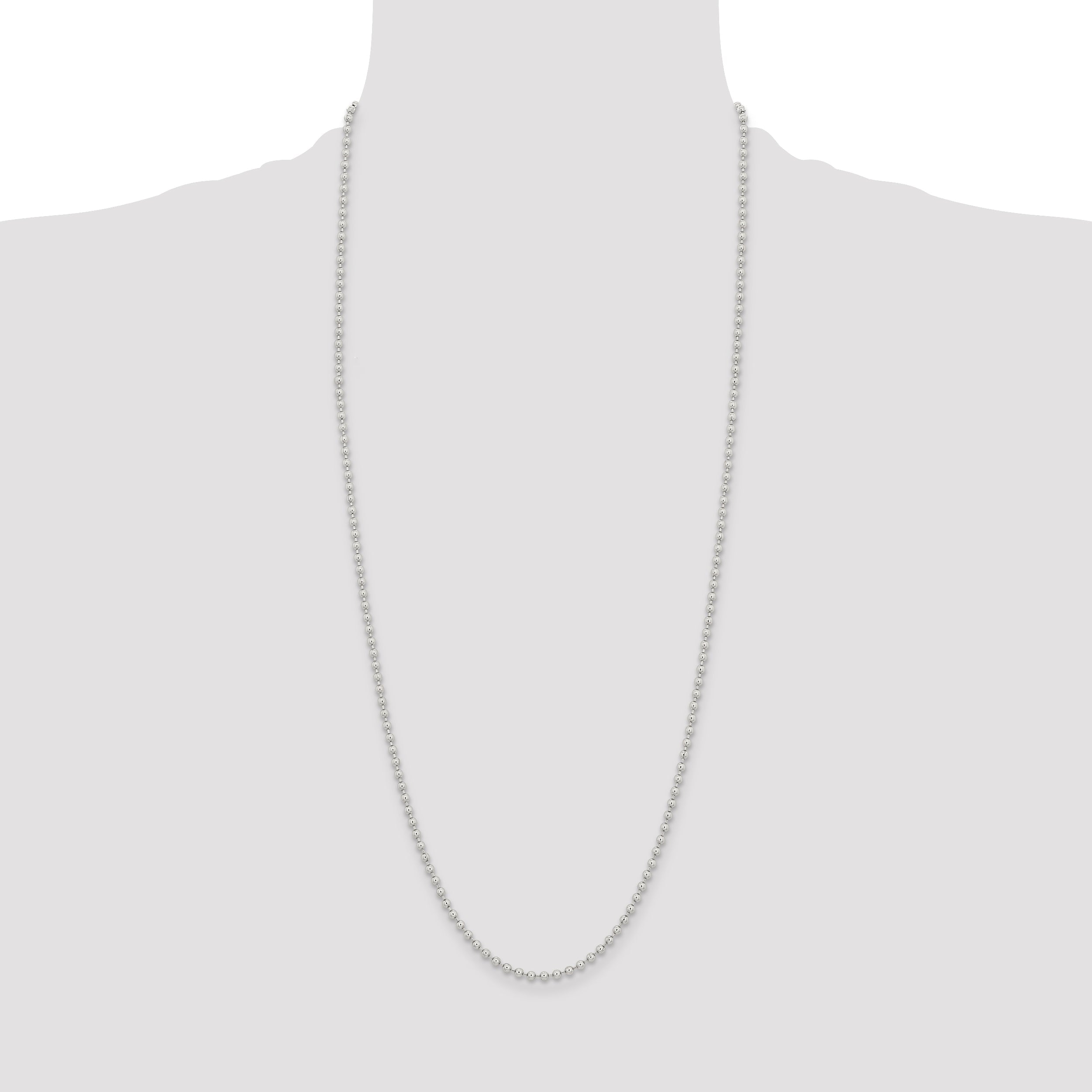 Stainless Steel Chisel Polished 3mm 30 Inch Ball Chain Necklace