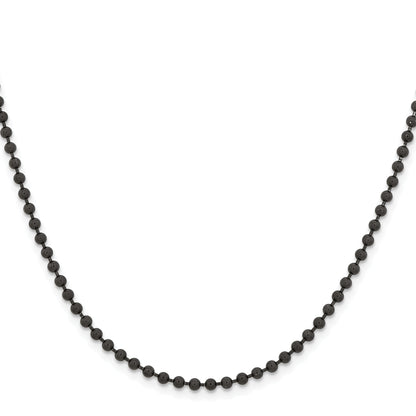 Stainless Steel Chisel Polished Black Ip-Plated 3mm 30 Inch Ball Chain Necklace