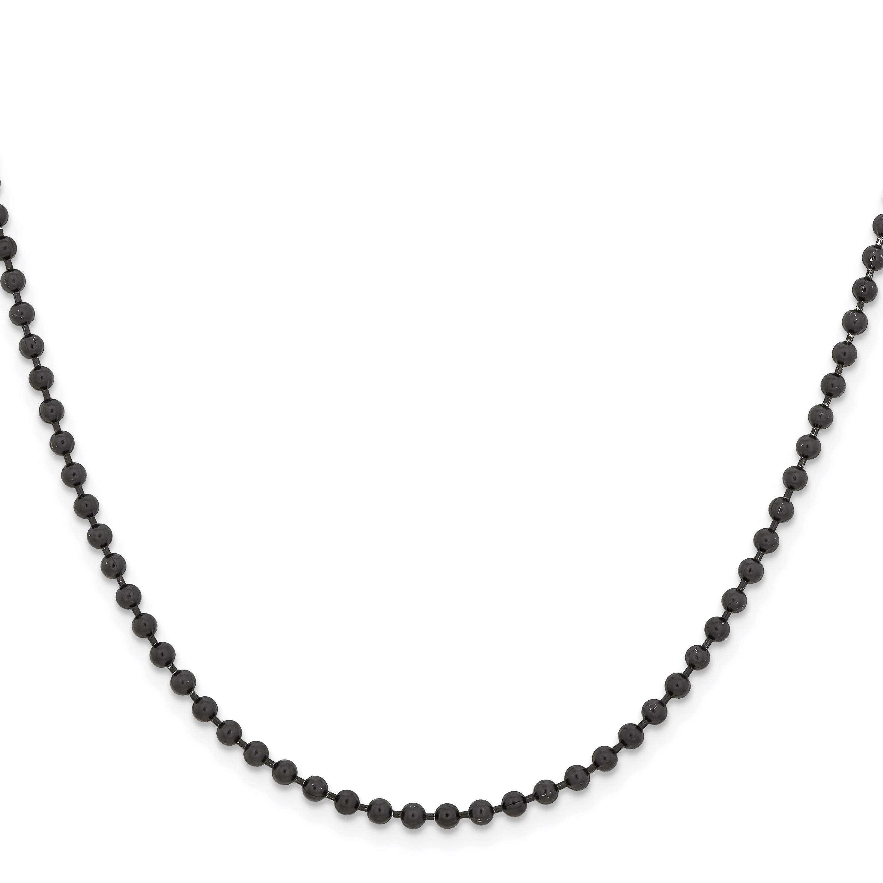 Stainless Steel Chisel Polished Black Ip-Plated 3mm 22 Inch Ball Chain Necklace
