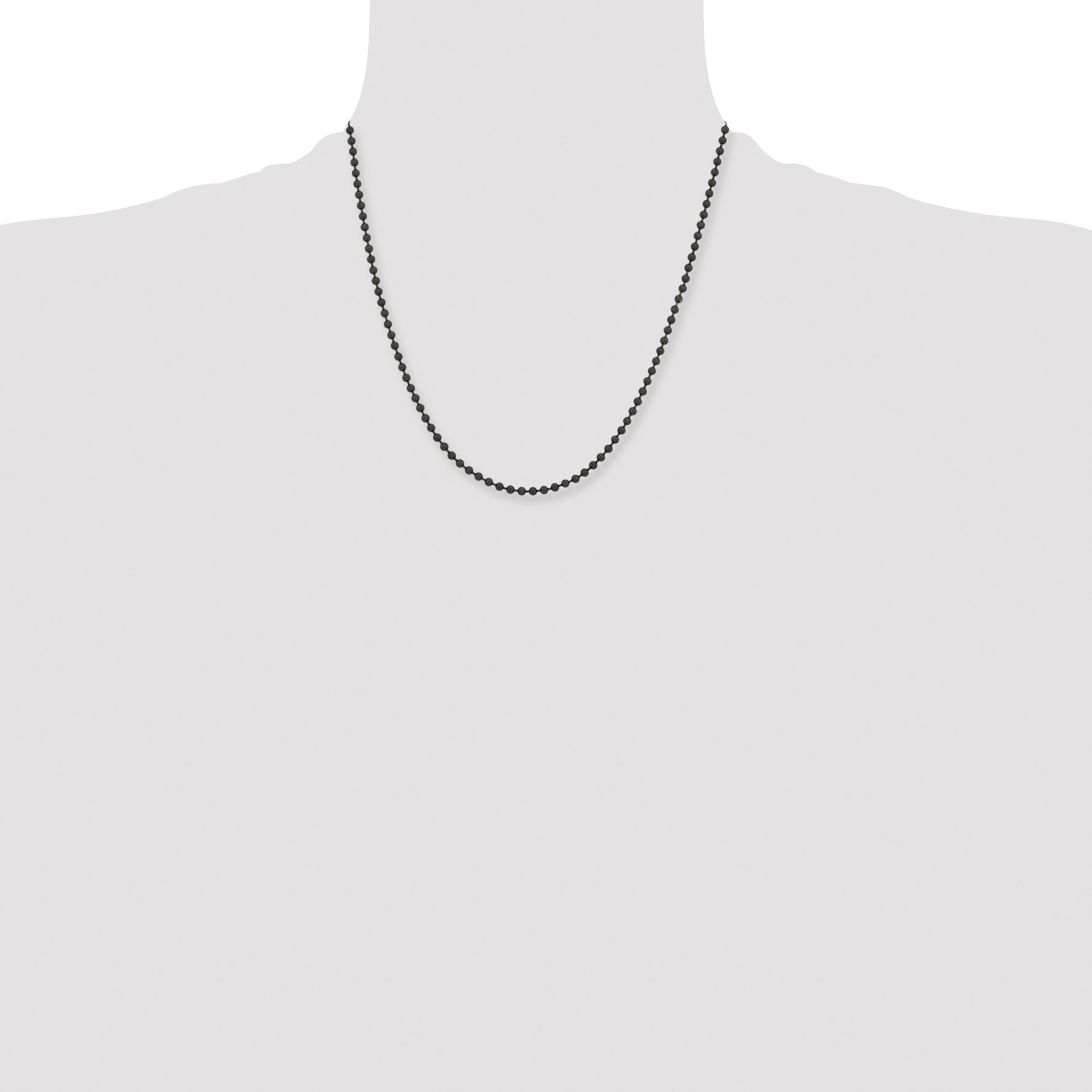 Stainless Steel Chisel Polished Black Ip-Plated 3mm 20 Inch Ball Chain Necklace