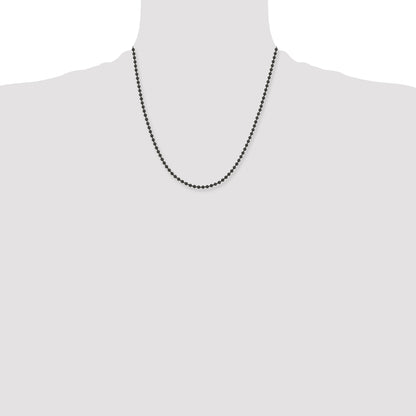 Stainless Steel Chisel Polished Black Ip-Plated 3mm 20 Inch Ball Chain Necklace