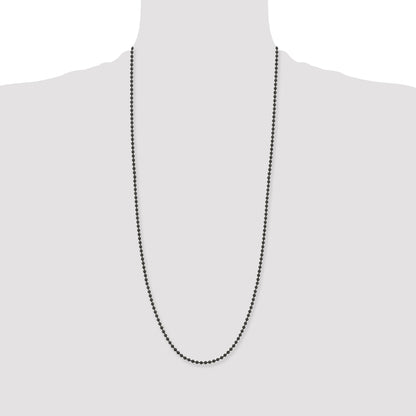 Stainless Steel Chisel Polished Black Ip-Plated 3mm 30 Inch Ball Chain Necklace