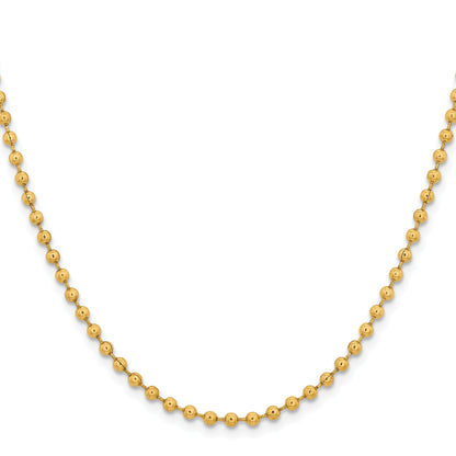 Stainless Steel Chisel Polished Yellow Ip-Plated 3mm 20 Inch Ball Chain Necklace