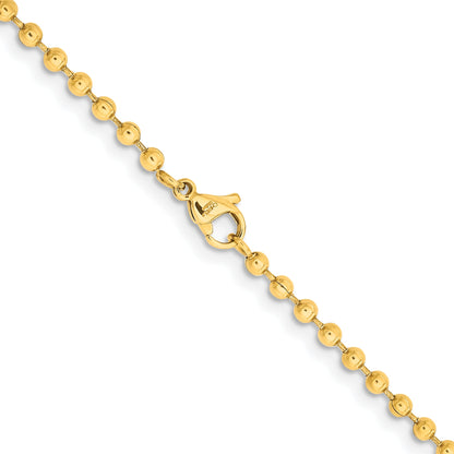Stainless Steel Chisel Polished Yellow Ip-Plated 3mm 24 Inch Ball Chain Necklace