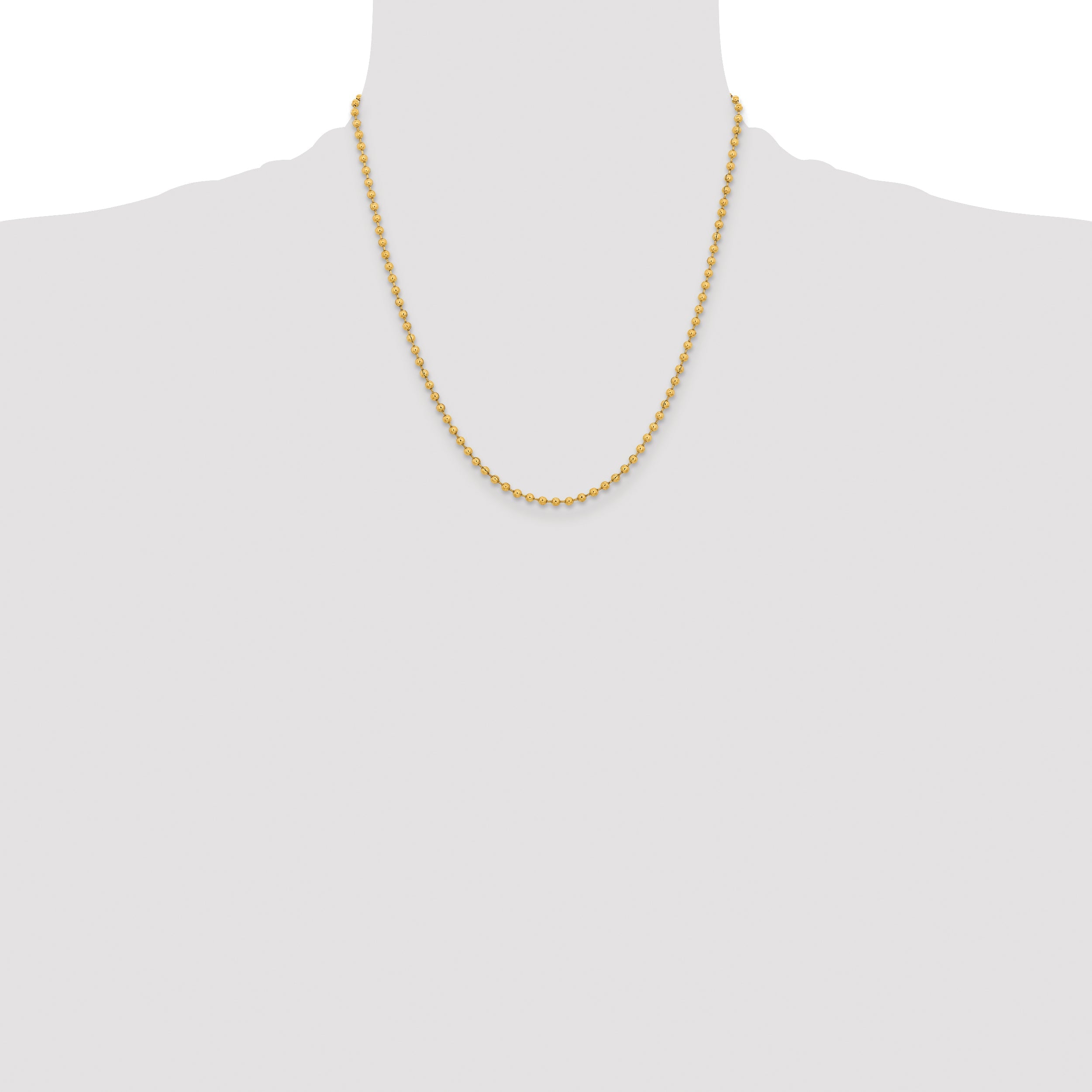 Stainless Steel Chisel Polished Yellow Ip-Plated 3mm 20 Inch Ball Chain Necklace