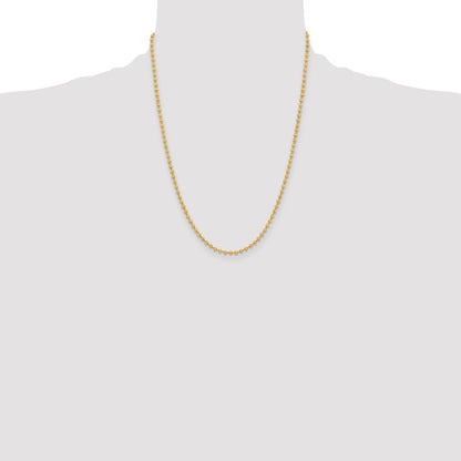 Stainless Steel Chisel Polished Yellow Ip-Plated 3mm 22 Inch Ball Chain Necklace