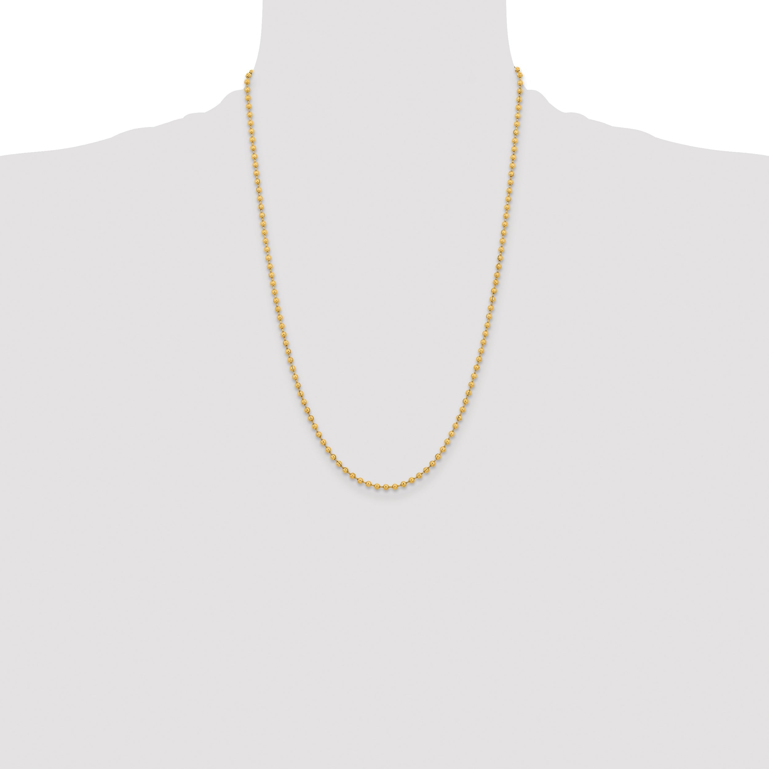 Stainless Steel Chisel Polished Yellow Ip-Plated 3mm 24 Inch Ball Chain Necklace